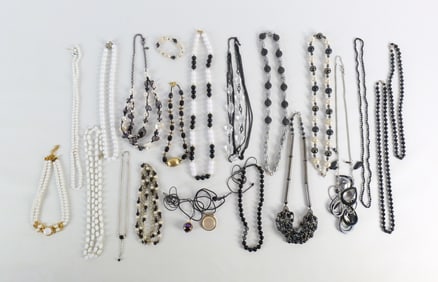 Group of Black and White Costume Jewelry