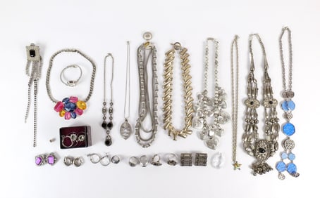 Group of Silver Tone Costume Jewelry