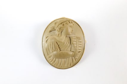 19th Century Carved Lava Cameo Brooch