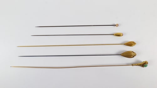 Group of 4 Edwardian, 14K Topped Hat Pins