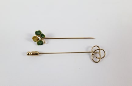 Pair of Early 20th Century 14K Stick Pins