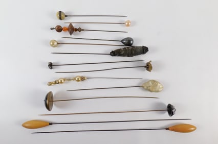 14 Mixed Antique Hat Pins