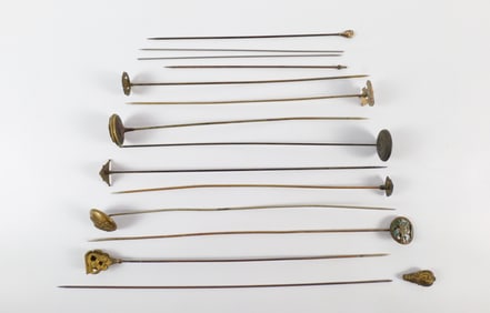 10 Mixed Antique Brass Hat Pins and More