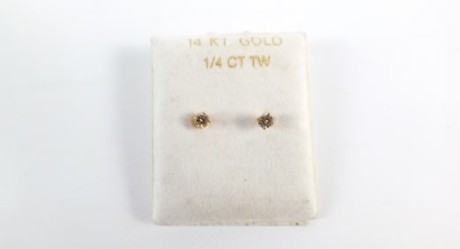 14K Gold and Champagne Diamond Studs