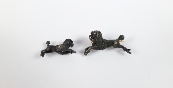 19th Century Sterling and 14K Poodle Brooch
