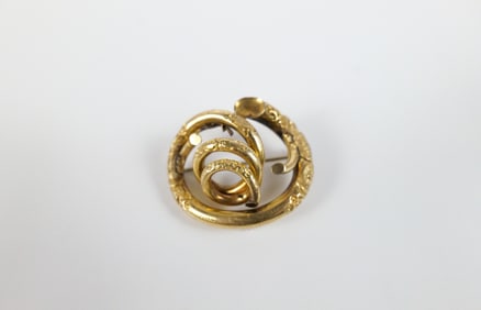 19th Century 14K Coiled Vine Brooch