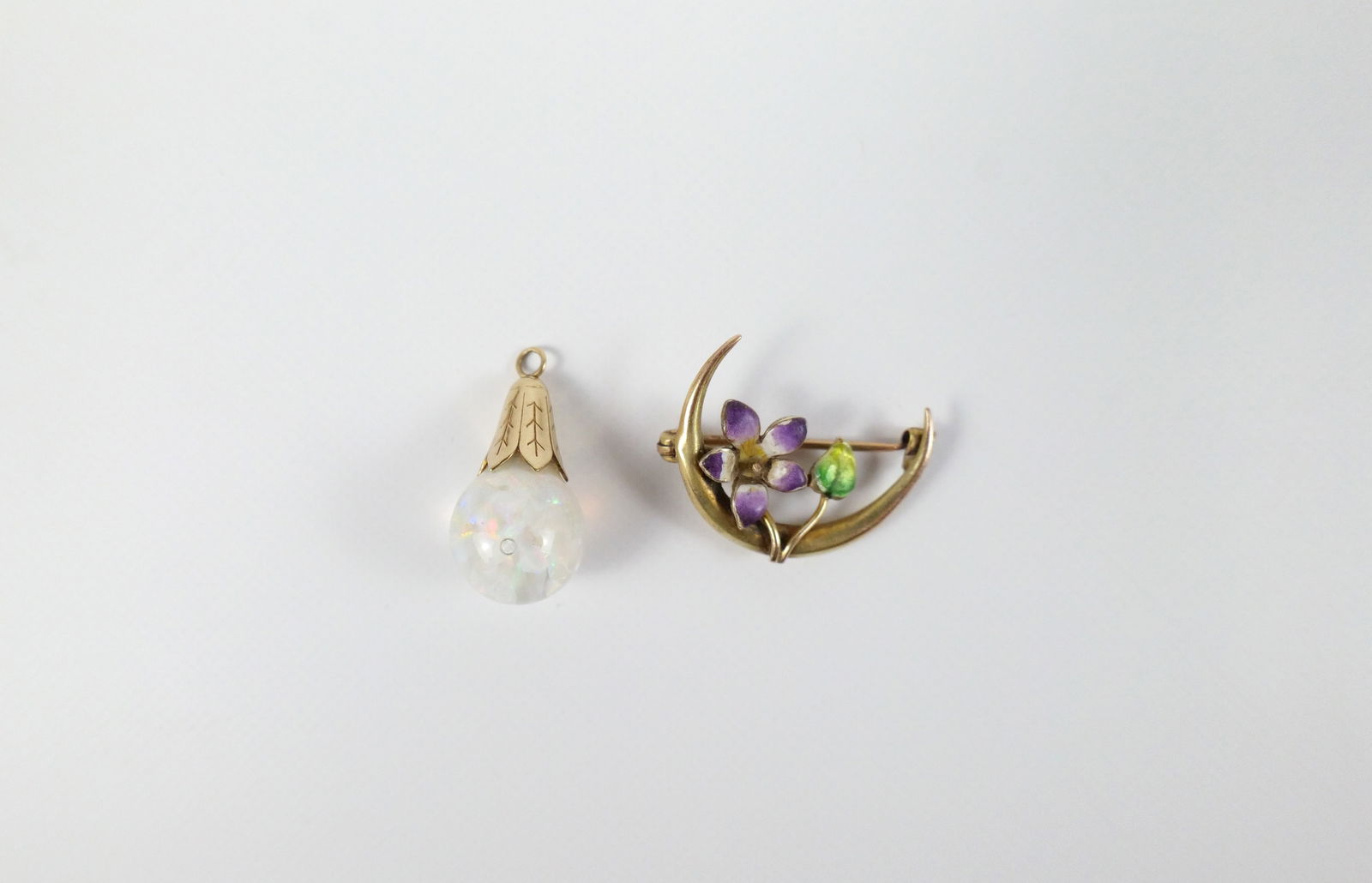 10K Art Nouveau Brooch and Opal Chip Pendant (1 of 13)