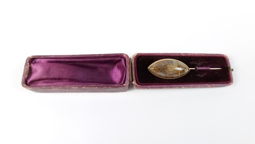 19th Century 10K Rutilated Quartz Stick Pin