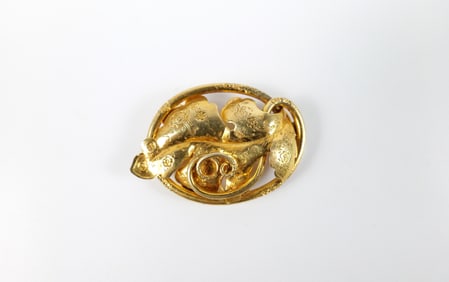 19th Century 14K Leaf Brooch