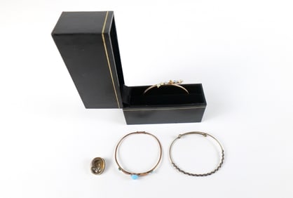 Early 20th Century 10K Bangle and More