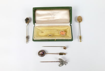 6 Gold Filled 19th Century Stick Pins
