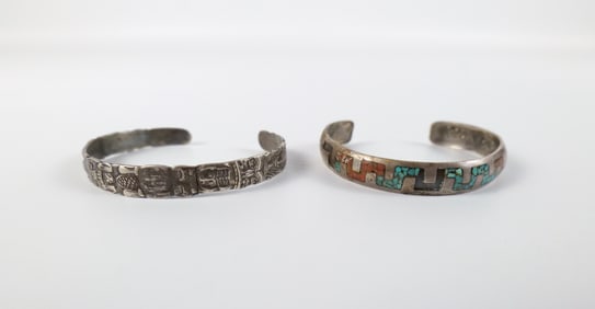 Pair of Vintage Sterling Cuff Bracelets