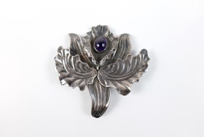 Vintage Sterling Cattaleya Orchid Brooch