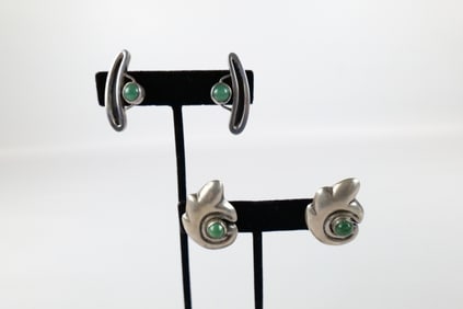 2 Pairs of Vintage Mexican Sterling Earrings