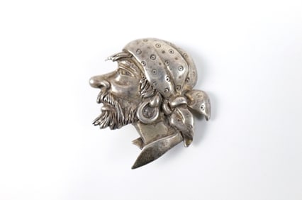 Vintage Sterling Pirate Brooch