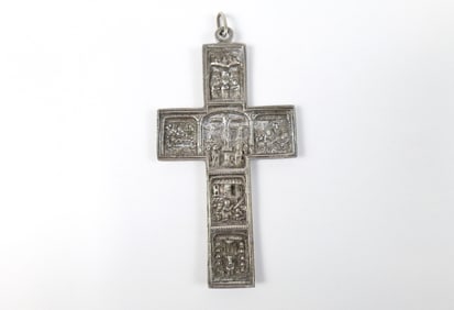 Large Vintage Fratelli Coppini 800 Silver Cross Pendant