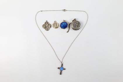 5 Vintage Sterling Religious Pendants