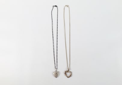 Pair of Sterling Heart Necklaces