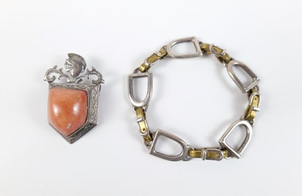 Mexican Sterling Brooch and Bracelet
