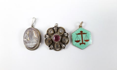 Group of 3 Vintage Sterling/800 Silver Pendants
