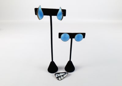 Group of Enameled Sterling Earrings and More