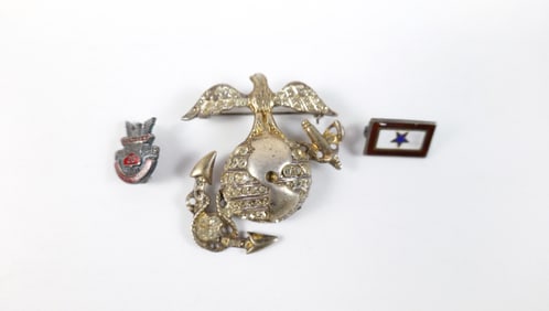 Vintage WW2 Sterling Military Brooches