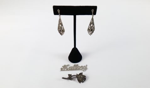 Mixed Group of Sterling and Marcasite Jewelry