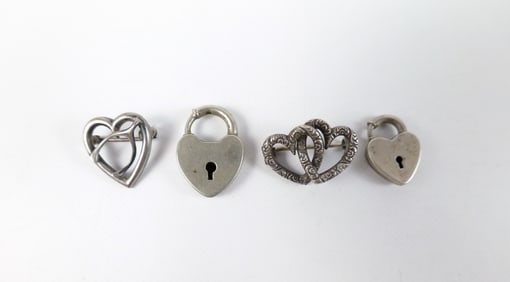 19th Century Sterling Heart Jewelry