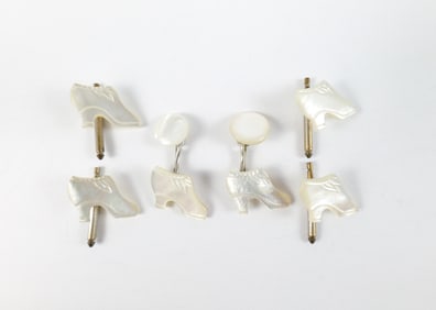 Antique Mother of Pearl Shoe Cufflink/ Shirt Button Set