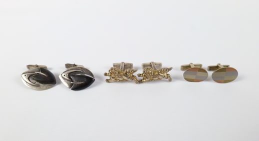 3 Pairs of Vintage Sterling Cufflinks