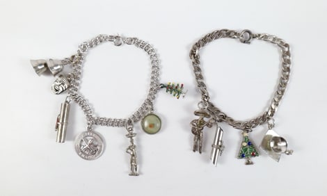 Pair of Vintage Sterling Charm Bracelets