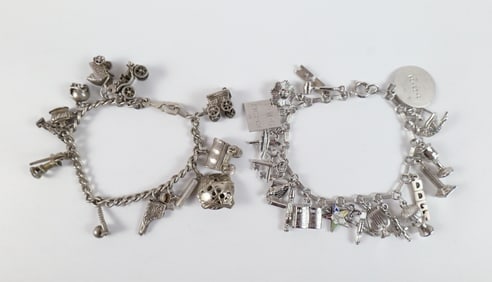 Pair of Vintage Sterling Charm Bracelets