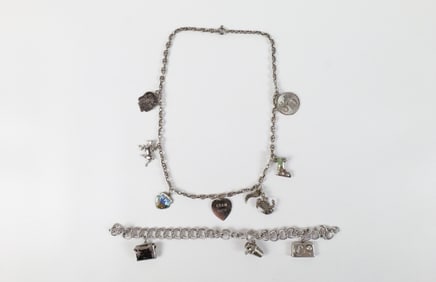 Vintage Sterling Charm Bracelet and Necklace