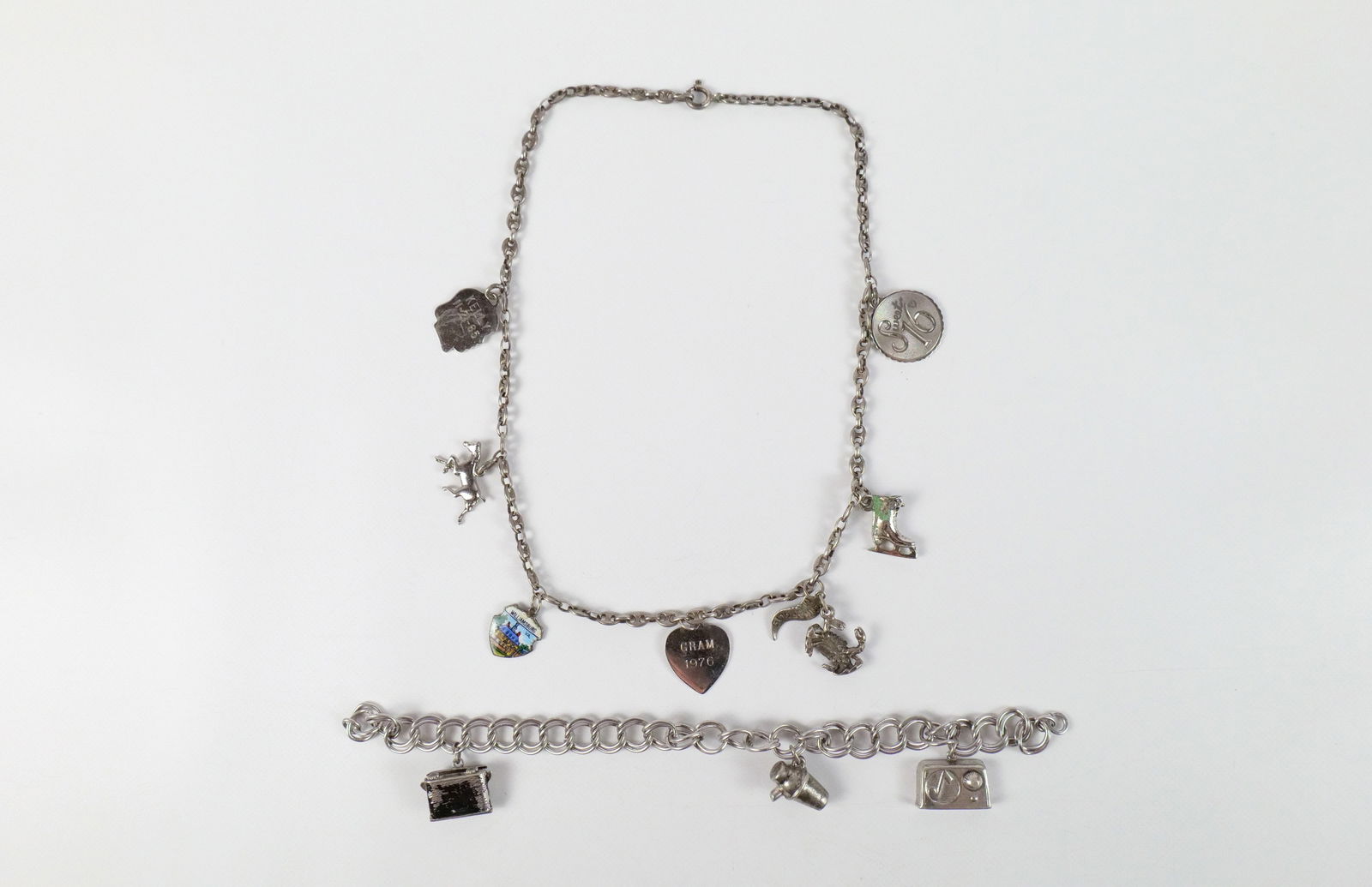 Vintage Sterling Charm Bracelet and Necklace (1 of 8)