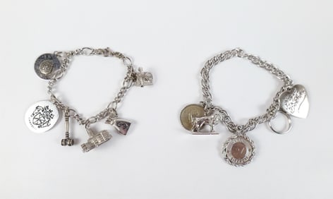 Pair of Vintage Sterling Charm Bracelets