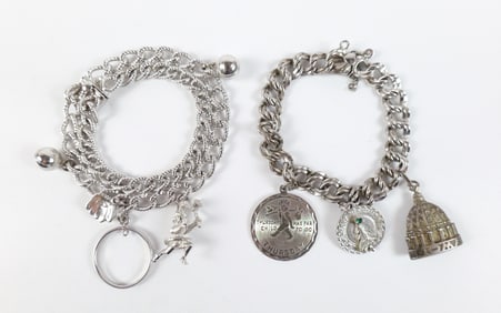 Pair of Vintage Sterling Charm Bracelets