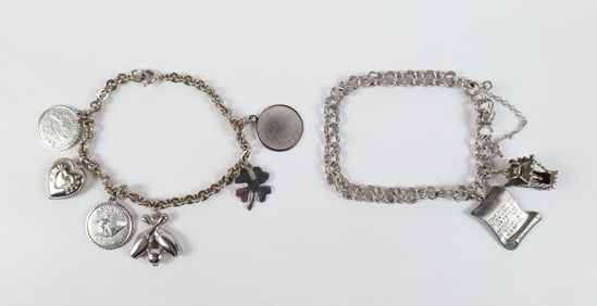 Pair of Vintage Sterling Charm Bracelets