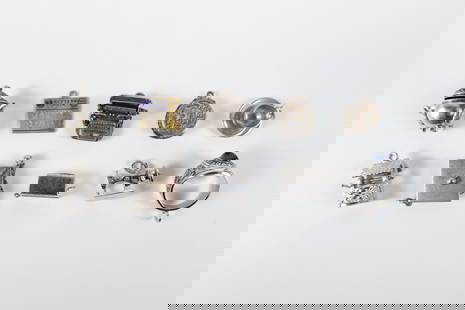 Group of 10 Vintage Sterling Charms: Group of 10 Vintage Sterling Charms. The lot includes a mix of 10 vintage sterling silver charms ranging in size from .5'' to 1''. They include a graduation cap and tassel, a birthday cake, a cup and