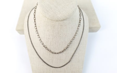 Pair of Sterling Chain Necklaces