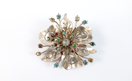 1940s Sterling Coro Craft Flower Brooch