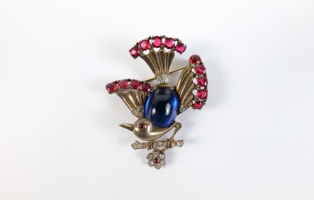 1940s Sterling Trifari Bird Brooch