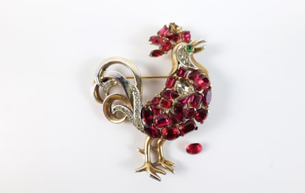 1940s Sterling Trifari Rooster Brooch