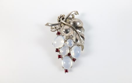 Vintage 1940s Sterling Trifari Grape Fur Clip