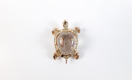 1940s Sterling Coro Jelly Belly Turtle Fur Clip
