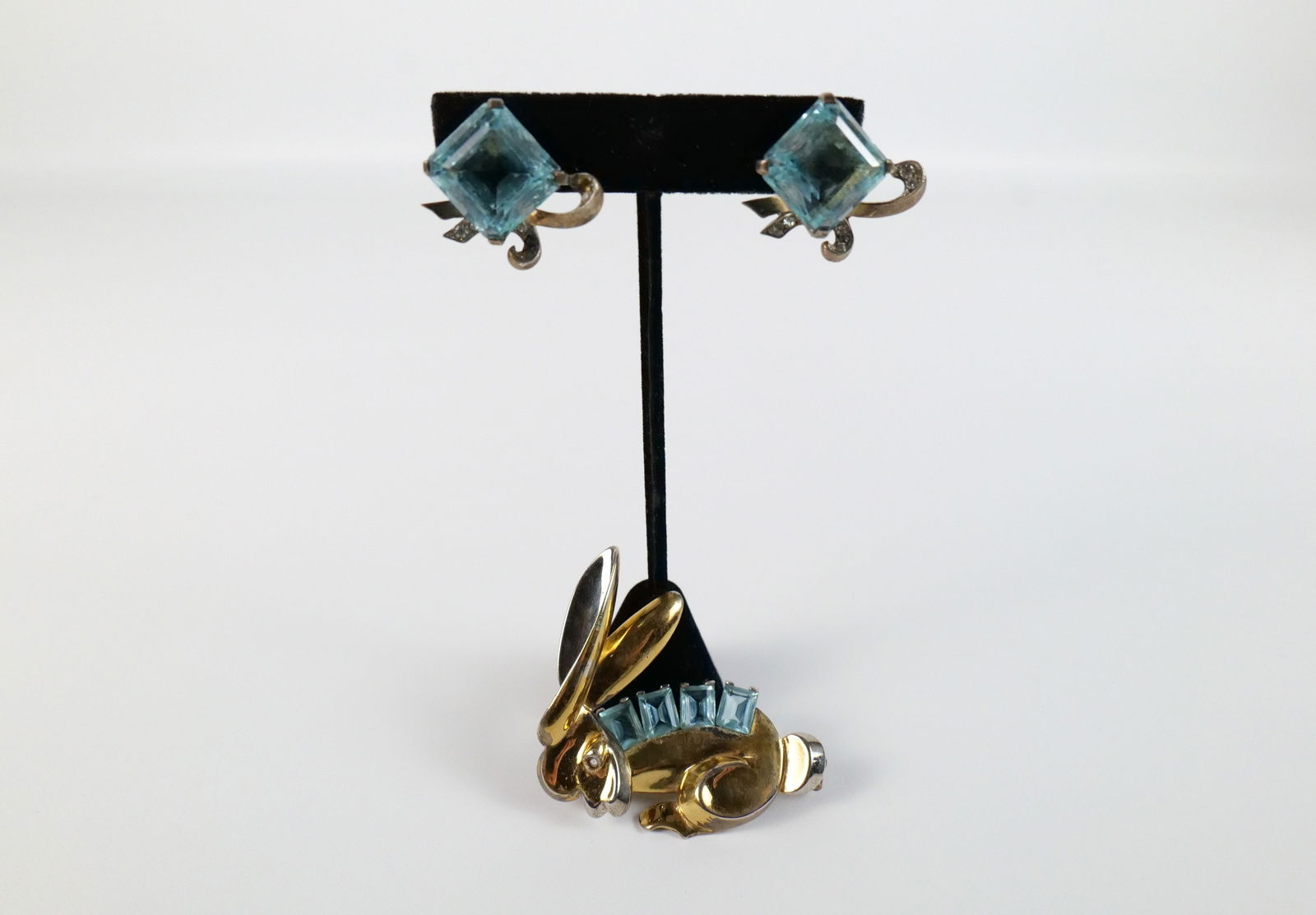 Vintage 1940s Sterling Earrings and Bunny Brooch (1 of 15)