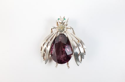 Vintage Late 1940s Sterling Bug Brooch by Reja