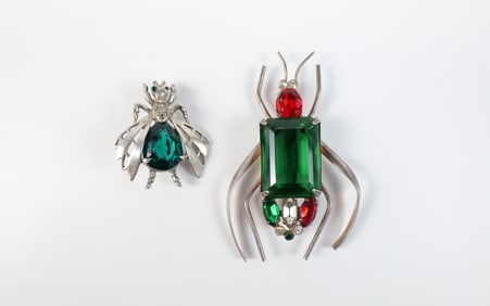 Pair of Vintage 1940s Bug Brooches