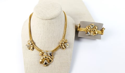 1940sGold Tone Necklace and Bracelet Set
