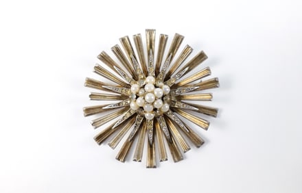 Midcentury Marcel Boucher Sterling Starburst Brooch