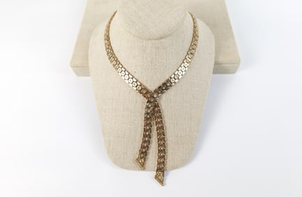 Midcentury Gold Tone Articulated Necklace by Trifari